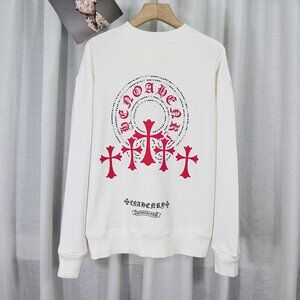 Chrome Hearts Beaded Compass Embroidered Sweatshirt White